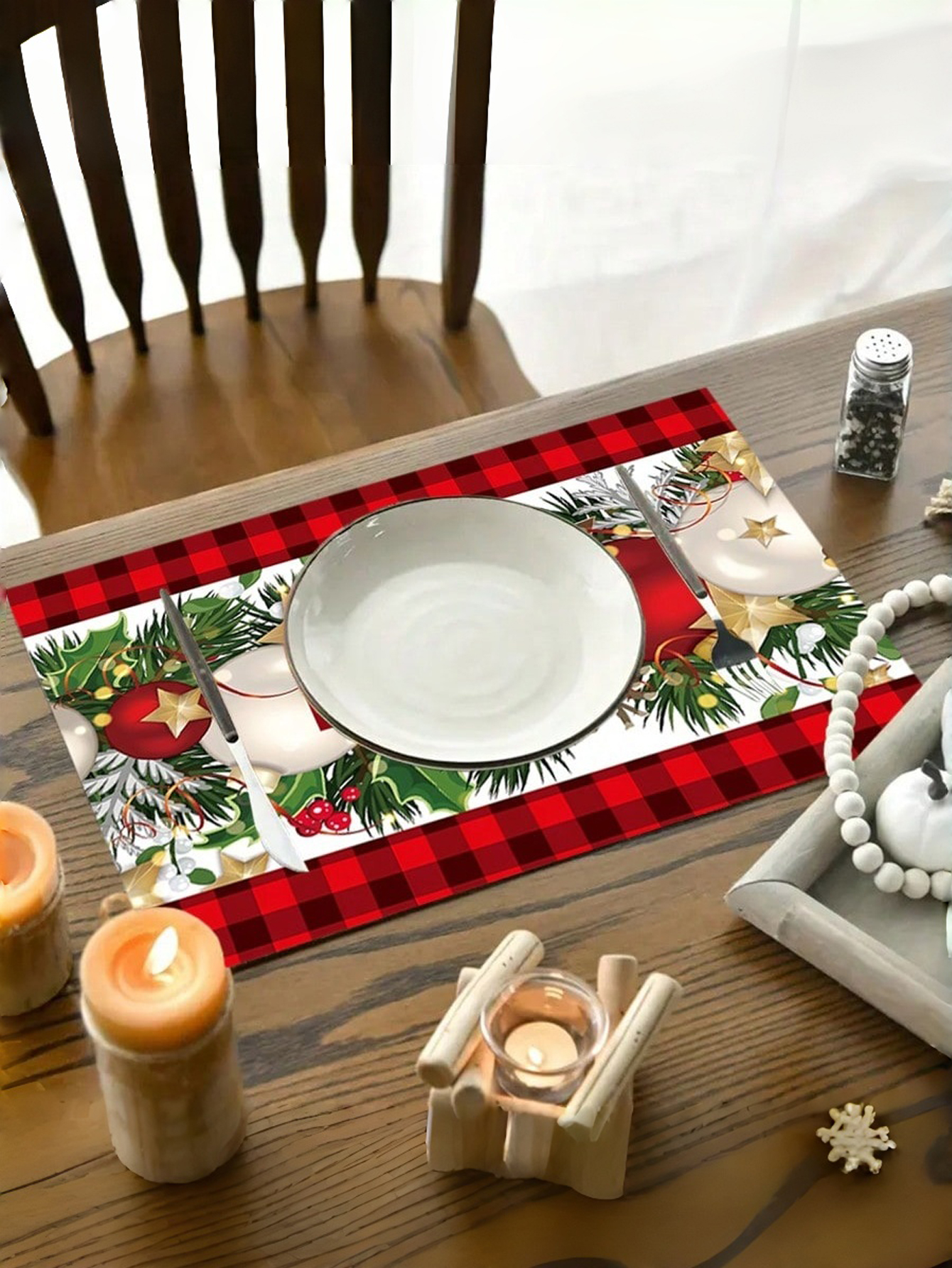Personalized Christmas Plaid Placemats
